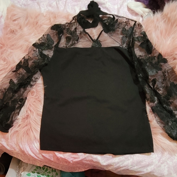 SHEIN Tops - Black butterfly blouse 1xl